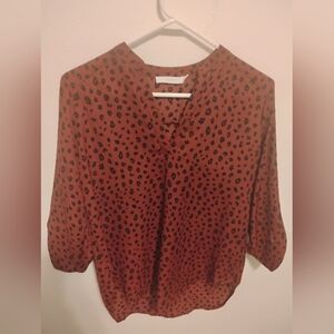 Lush Red And Black Cheetah Blouse Size Small